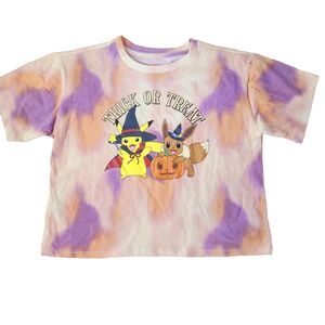 Pokemon Girls XL Pikachu Eevee Halloween T-Shirt Trick o Treat Purple Orange NEW